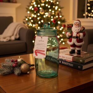 Hallmark Teal Glass Holiday Jar Storage Organization‎